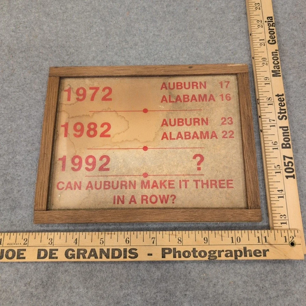 Vintage 1992 Auburn vs Alabama Iron Bowl Rivalry Framed Graphic Memorabilia - Picture 2 of 3
